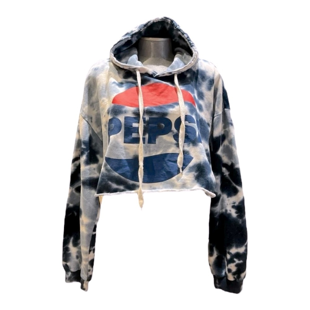 Pepsi Cola Tie Dye Cropped Hoodie graphic logo, streetwear Sweatshirt XL